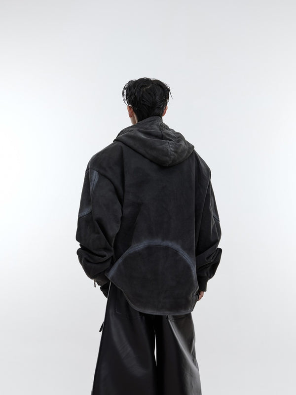 Sudadera con Capucha Gris Desteñida para Hombre