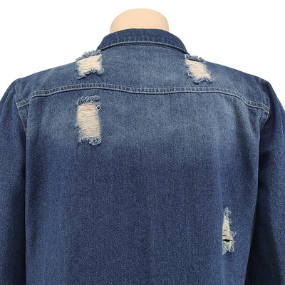 Abrigo Cardigan de Mezclilla Desgastada con Efecto Trench - Image 6