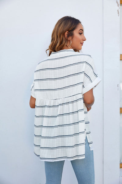 Blusa Suelta de Cuello en V con Mangas Cortas para Verano - Image 21