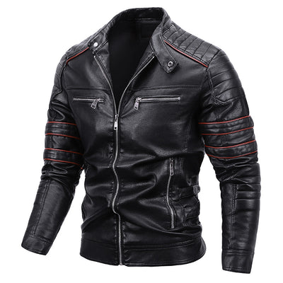 Chaqueta de Cuero para Motocicleta con Forro de Terciopelo Talla Grande - Image 6