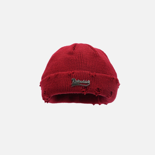 Gorra de Lana con Detalle de Metal Rasgado