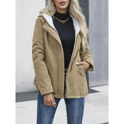 Abrigo de Invierno con Forro Polar y Capucha - Estilo Preppy Elegante para Mujer - Image 12