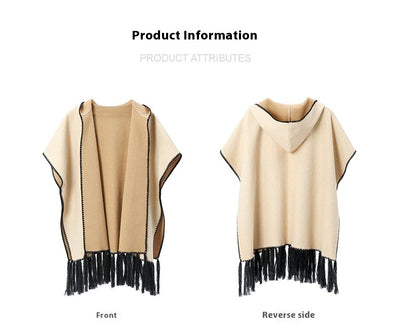 Poncho Hoodie con Borlas - Abrigo Versátil para Otoño e Invierno - Image 15