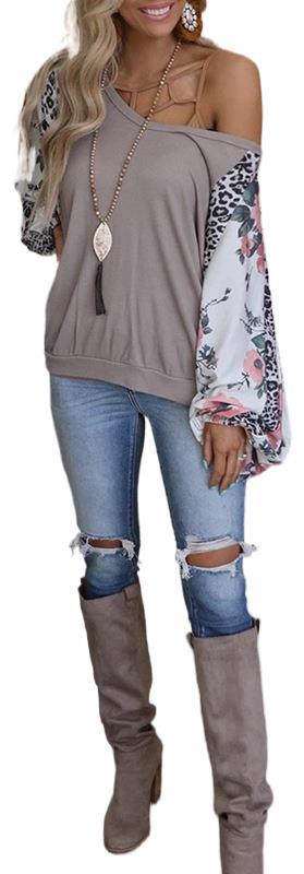 Blusa Casual Suelta de Manga Larga con Estampado para Mujer - Image 7