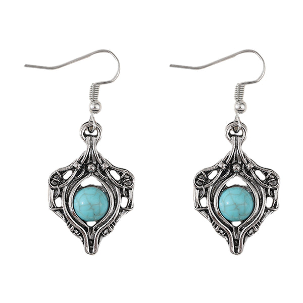 Aretes Colgantes de Gema Retro con Enrollado Simple - Image 6
