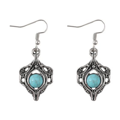 Aretes Colgantes de Gema Retro con Enrollado Simple - Image 6