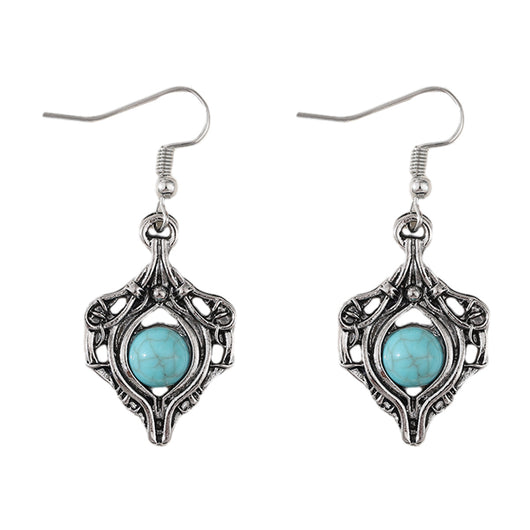 Aretes Colgantes de Gema Retro con Enrollado Simple - Image 6