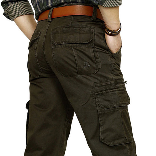 Pantalones Cargo Gruesos Casuales para Hombre - Corte Recto Algodón Puro - Image 8