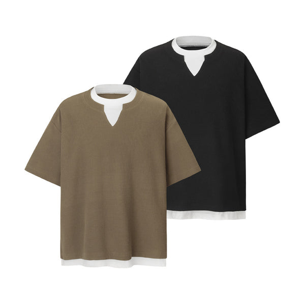 Playera Retro de Contraste a Cuadros para Hombre