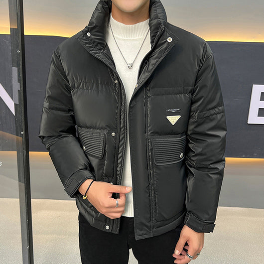Chaqueta de Plumas Casual con Cuello Mao para Hombre - Image 4