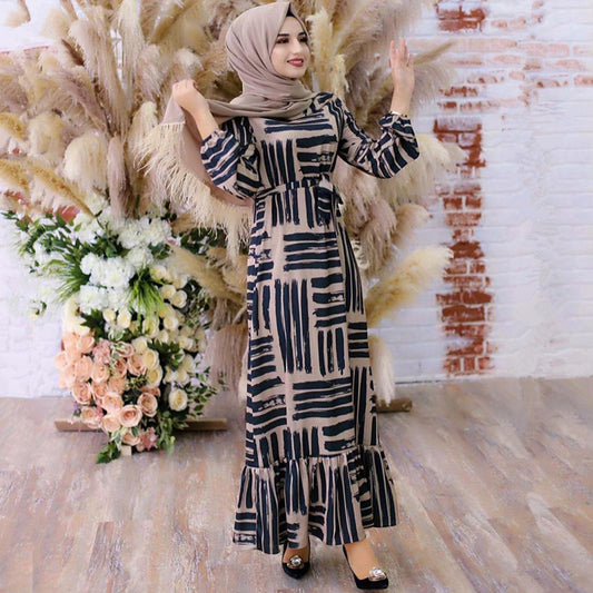 Túnica Larga Elegante Estampada de Corte Clásico
