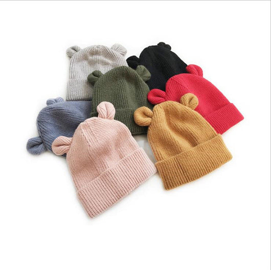 Gorro Infantil Tejido con Orejas de Osito y Puño Cálido