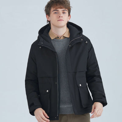 Chaqueta Acolchada de Plumón Blanco con Capucha para Hombre - Versátil y Cálida - Image 7