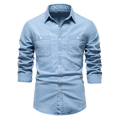 Camisa Denim Casual de Manga Larga para Hombre - Image 12