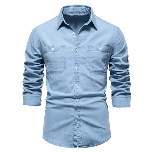 Camisa Denim Casual de Manga Larga para Hombre - Image 12
