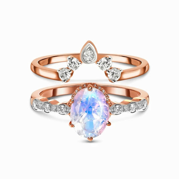 Anillo de Plata Esterlina 925 con Baño de Oro Rosado Diseño Gota de Agua