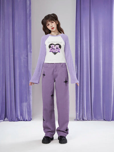 Playera Raglan Mujer con Estampado Mosaico y Oso Peluche - Image 14
