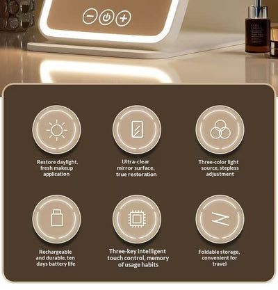 Espejo de Maquillaje LED Portátil Plegable con Luz Integrada - Image 16
