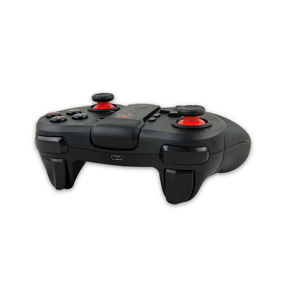 Black mobile wireless Bluetooth game controller with a built-in phone clip, dual analog sticks, and colored face buttons. - Image 7