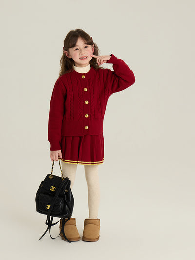 Conjunto Infantil Cardigan Tejido con Falda Plisada - Image 19