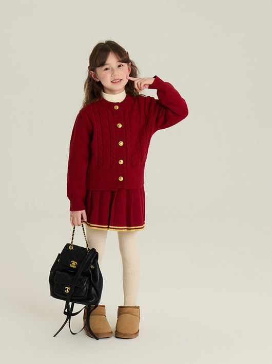 Conjunto Infantil Cardigan Tejido con Falda Plisada - Image 19