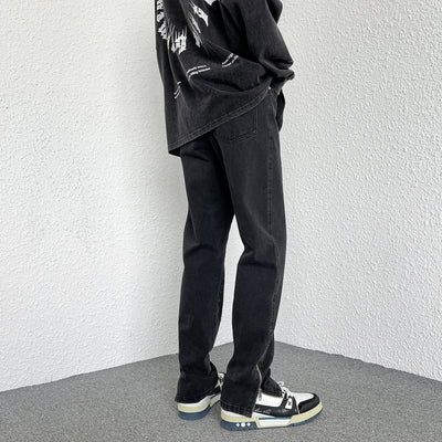 Jeans Rectos Holgados Estilo Hong Kong con Diseño de Cierre - Image 2