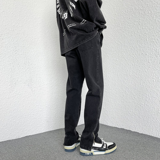 Jeans Rectos Holgados Estilo Hong Kong con Diseño de Cierre - Image 2