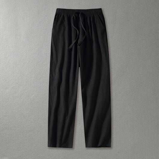 Pantalones Rectos Holgados de Algodón y Lino para Uso Casual - Image 4