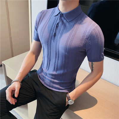 Polo Tejido de Manga Corta para Hombre con Textura y Elasticidad - Image 25