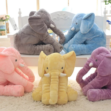 Pink 60cm and yellow 40cm elephant plush dolls, soft comfort pillows for babies and kids. - Image 56