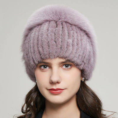 Gorro Tejido de Invierno para Mujer con Pedrería y Pelaje de Zorro - Image 4