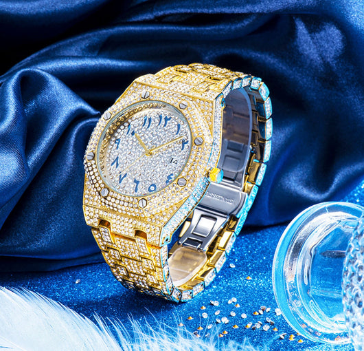 Reloj Hombre Resistente al Agua con Calendario y Cristales Brillantes
