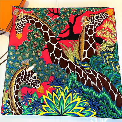 Pañuelo Cuadrado de Seda Twill Jirafa 90cm Enrollado a Mano para Mujer - Image 10