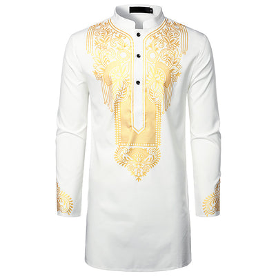 Camisa Larga Hombre con Estampado Africano y Símbolos Tótem - Image 8