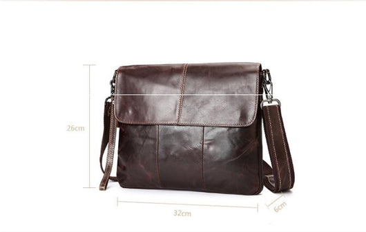 Bolsa Bandolera de Cuero Encerado para Hombre - Estilo Diagonal Primera Capa - Image 6