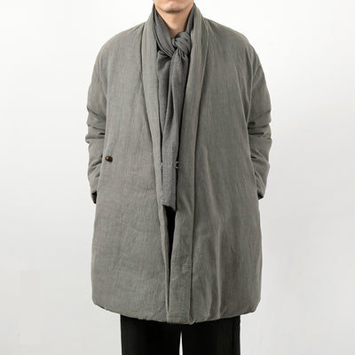 Chaqueta Acolchada Estilo Chino de Algodón y Lino para Hombre