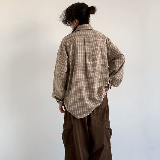 Camisa de Cuadros Retro Manga Larga para Hombre - Image 2