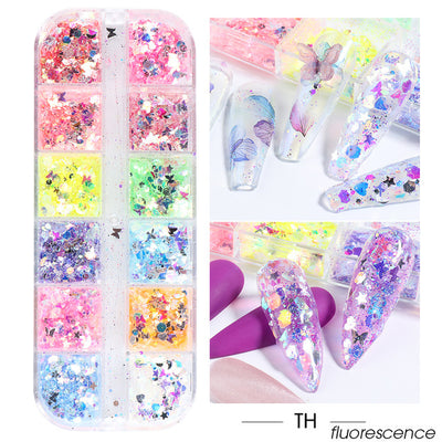 Lentejuelas para Uñas Diseño Hada Mariposa Irregular Efecto Hielo - Image 3
