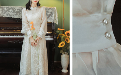Vestido Cheongsam de Encaje con Falda Larga Estilo Hada - Image 11