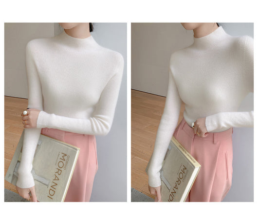 Polera Cuello Alto Cachemir Ajustada - Elegancia Minimalista para Otoño e Invierno - Image 15