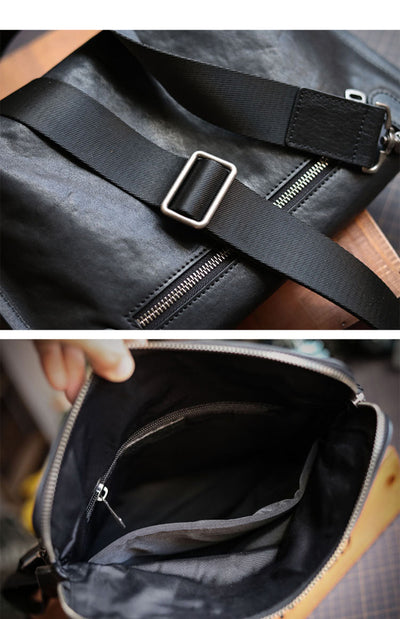 Bolsa de Cuero para Hombre Bandolera Un Hombro Piel Vacuna Suave - Image 12