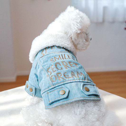 Abrigo de Mezclilla Gruesa para Mascotas con Letras Estampadas - Image 13