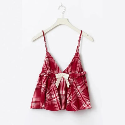 Camisola Vintage Cuadros con Lazo - Diseño Sexy y Cómodo para Mujer - Image 3