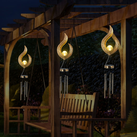 Lámpara Solar de Hierro Forjado con Diseño de Llama - Decoración de Jardín
