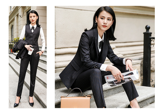 Uniforme Profesional Rayas Cuello V - Delantal de Trabajo Elegante - Image 9