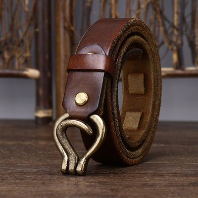 Cinturón de Cuero Genuino Curtido Vegetal Estilo Retro para Hombre - Image 3