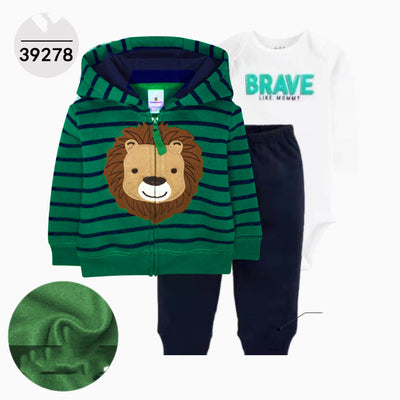 Chaqueta de Cuero con Capucha Infantil Tres Piezas Manga Larga - Image 8