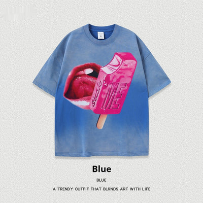 Camiseta Unisex de Manga Corta Estilo Street con Lavado Pesado - Image 6