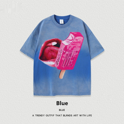 Camiseta Unisex de Manga Corta Estilo Street con Lavado Pesado - Image 6