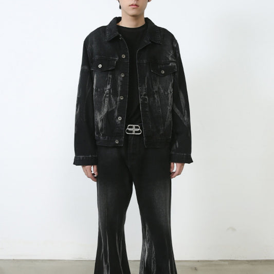 Traje de Mezclilla Retro Holgado Efecto Desgastado